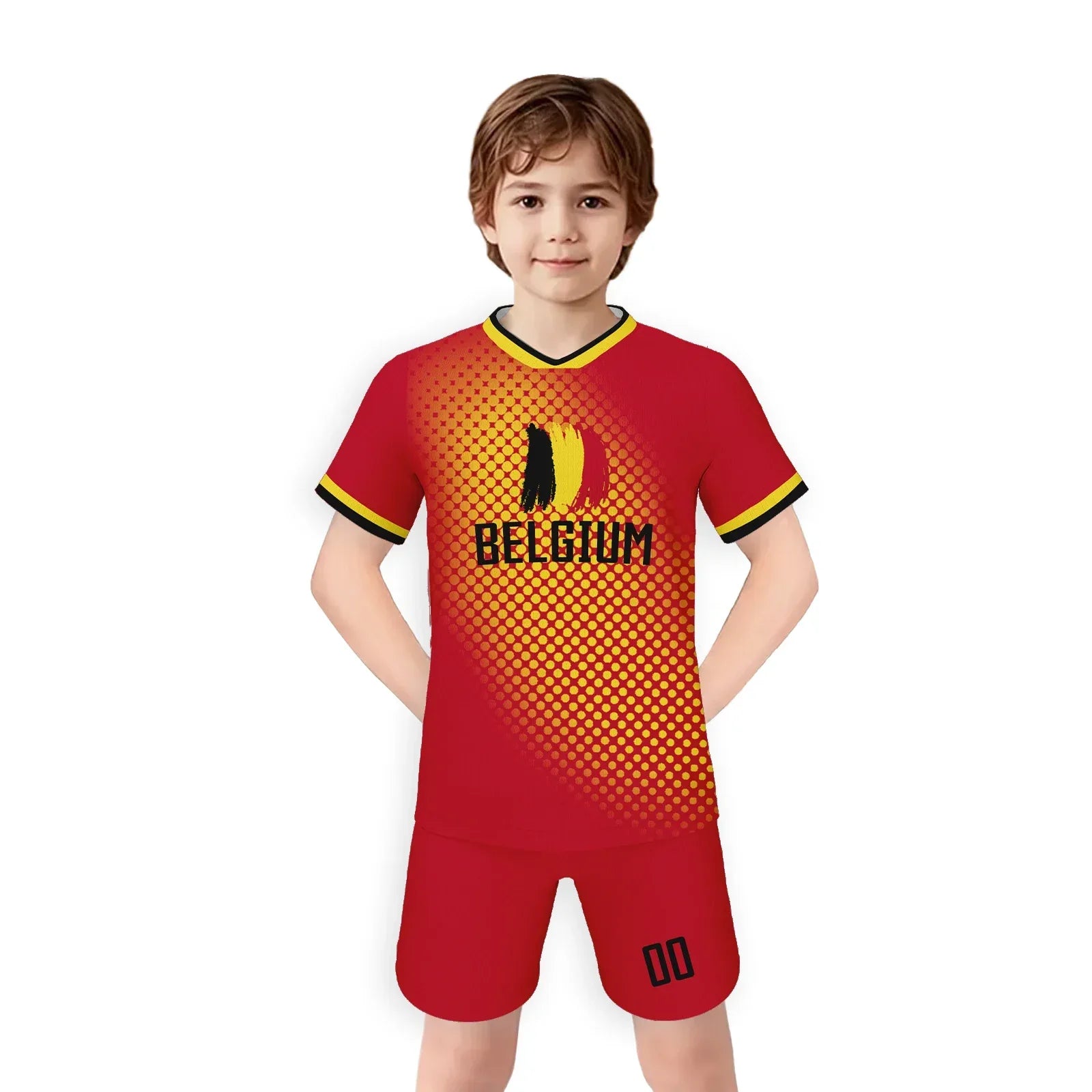 Custom Belgium Kids Soccer Jersey And Shorts Set With Personalized Name And Number, Youth Unisex Football Kit - ToylandEU