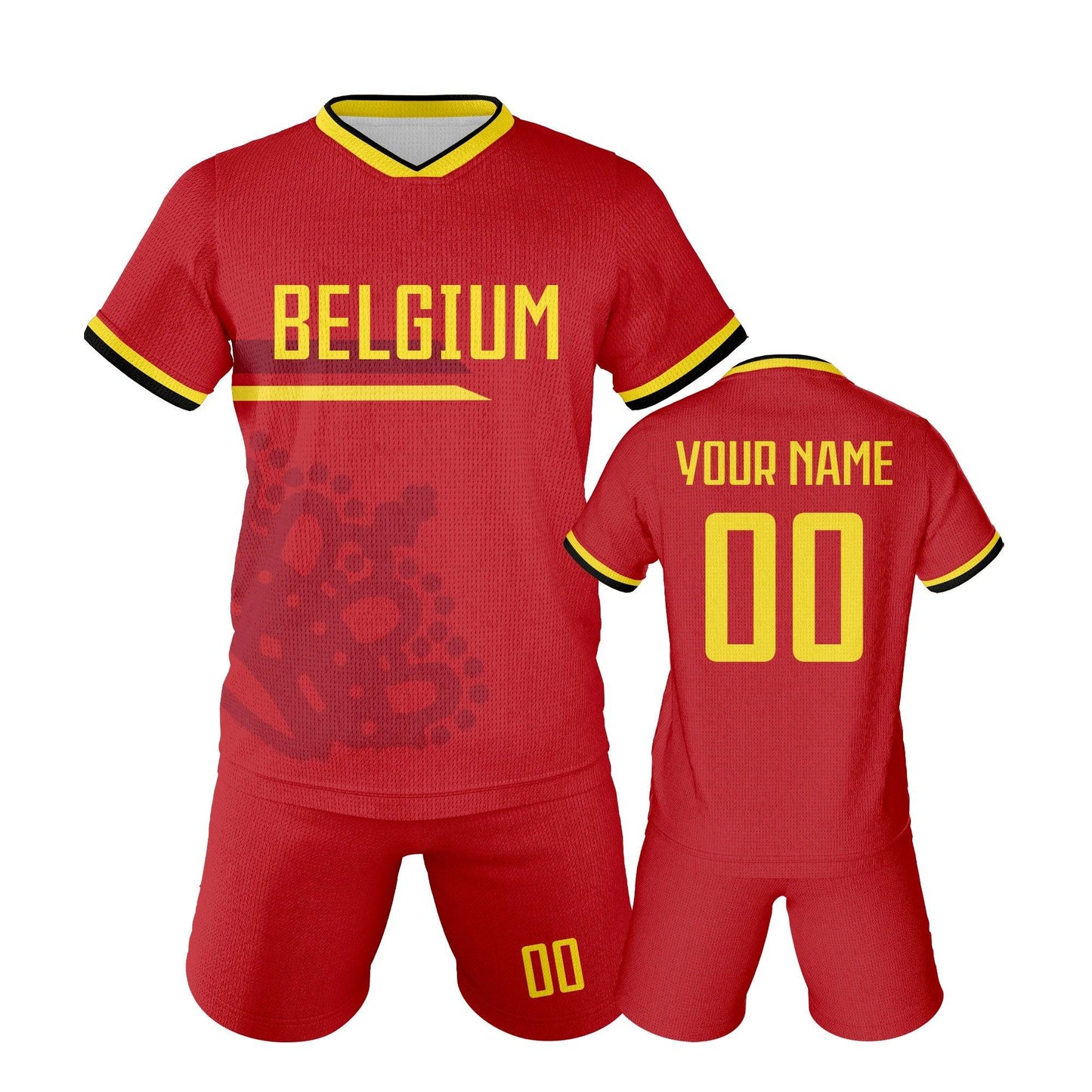 Custom Belgium Kids Soccer Jersey And Shorts Set With Personalized Name And Number, Youth Unisex Football Kit - ToylandEU