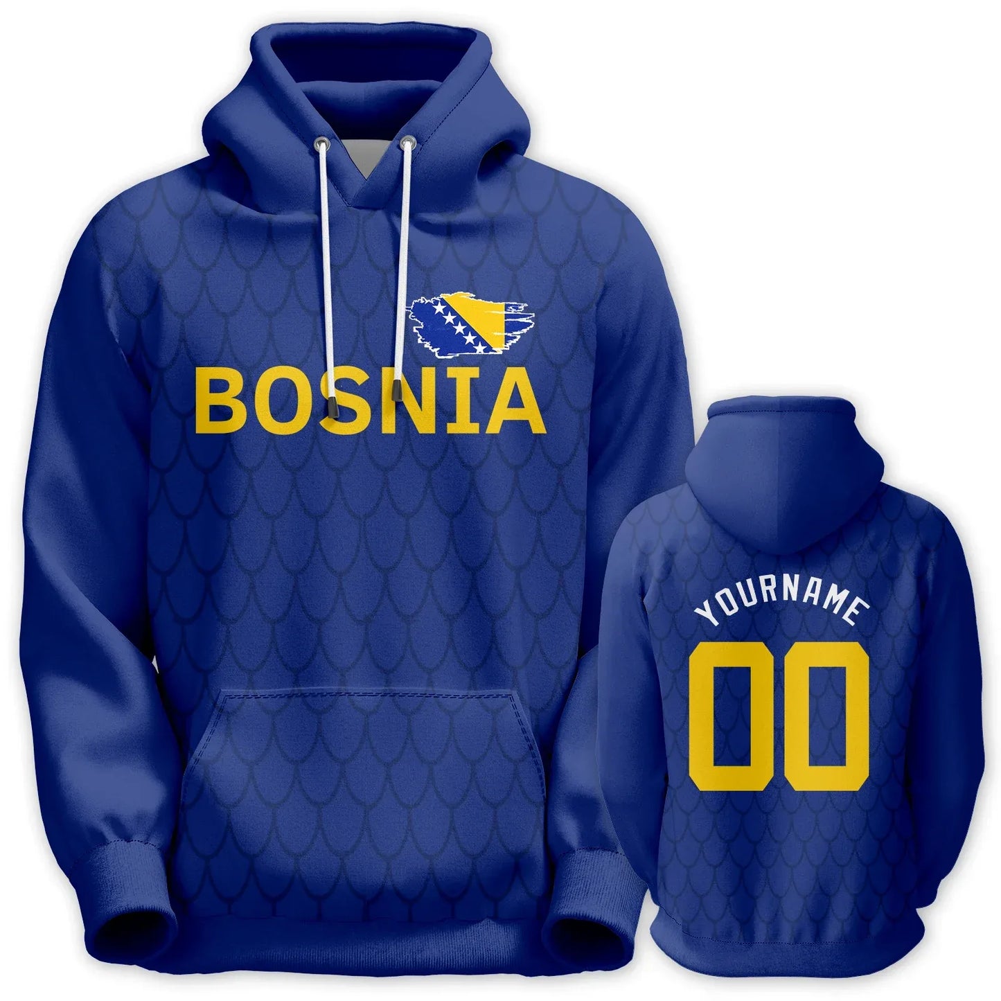 Custom Bosnia Basketball Hoodie Polyester Unisex Pullover With National Flag Design Personalize Name And Number - ToylandEU