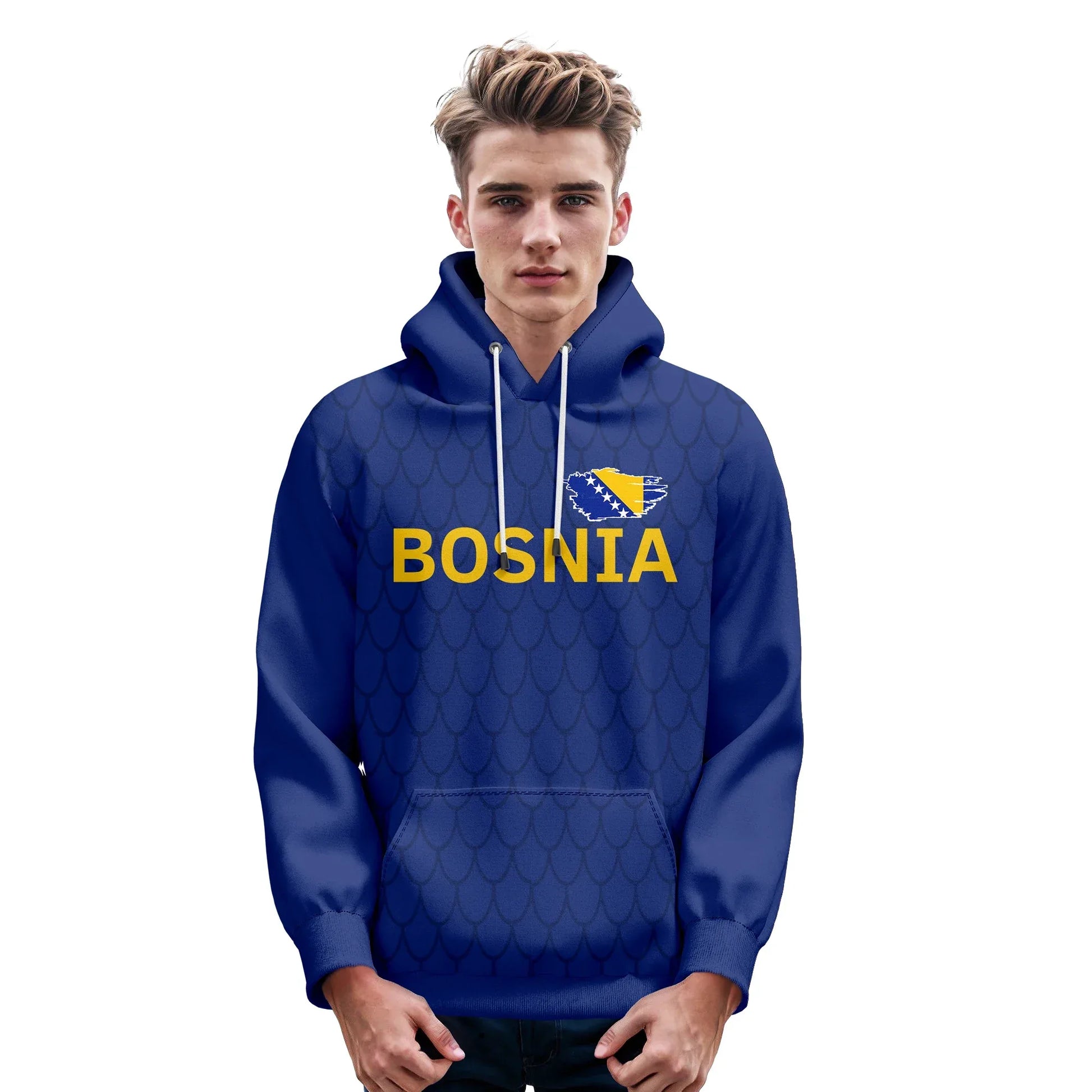 Custom Bosnia Basketball Hoodie Polyester Unisex Pullover With National Flag Design Personalize Name And Number - ToylandEU