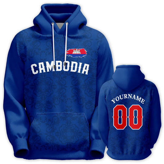 Custom Cambodia Basketball Hoodie Unisex Hooded Sweatshirt Polyester 3D Printed Name And Number Flag Design - ToylandEU