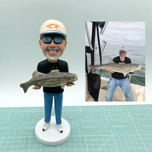 Custom Fisherman Bobblehead Gift For Fishing Enthusiast