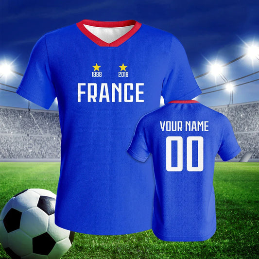 Custom France Soccer Jersey Quick Dry Football Shirt Personalized Name Number Unisex Fans Gift - ToylandEU