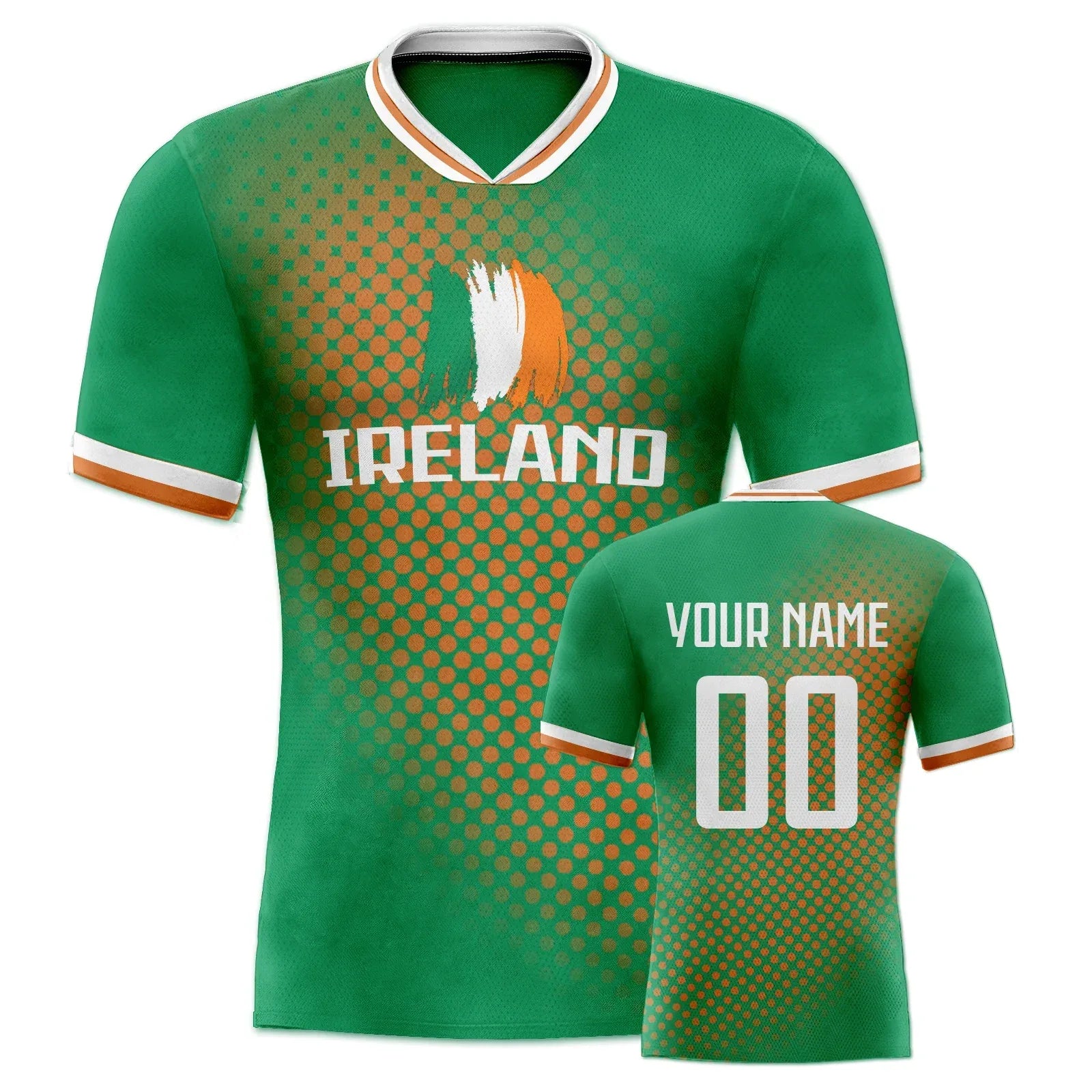 Custom Ireland Soccer Jersey Unisex Short Sleeve Polyester With Printed Name And Number - ToylandEU