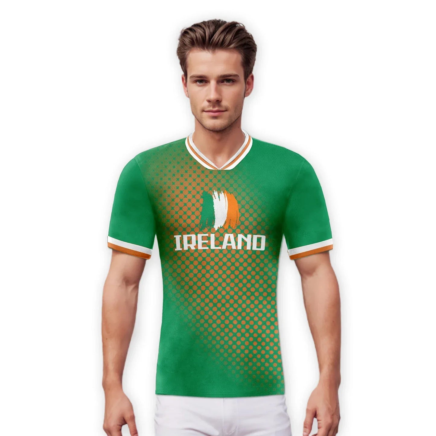 Custom Ireland Soccer Jersey Unisex Short Sleeve Polyester With Printed Name And Number - ToylandEU