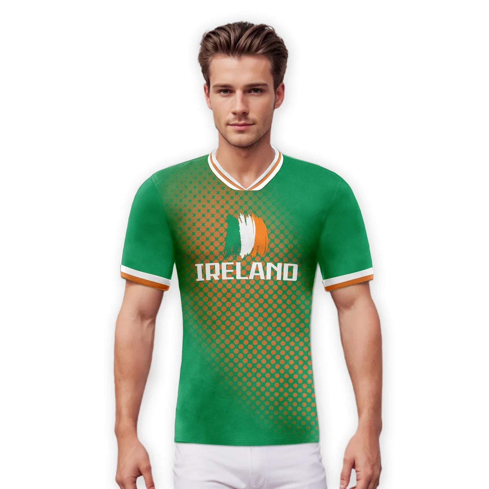 Custom Ireland Soccer Jersey Unisex Short Sleeve Polyester With Printed Name And Number - ToylandEU