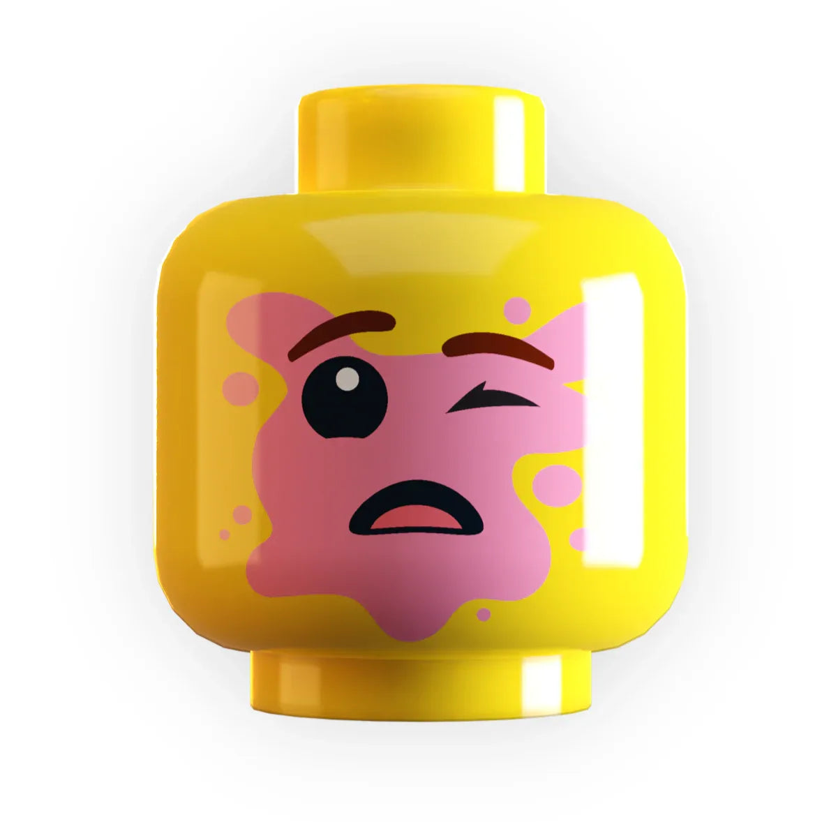 Custom LEGO Figure Head Boy With Popped Bubble Gum Yellow Plastic Printed Detail - ToylandEU