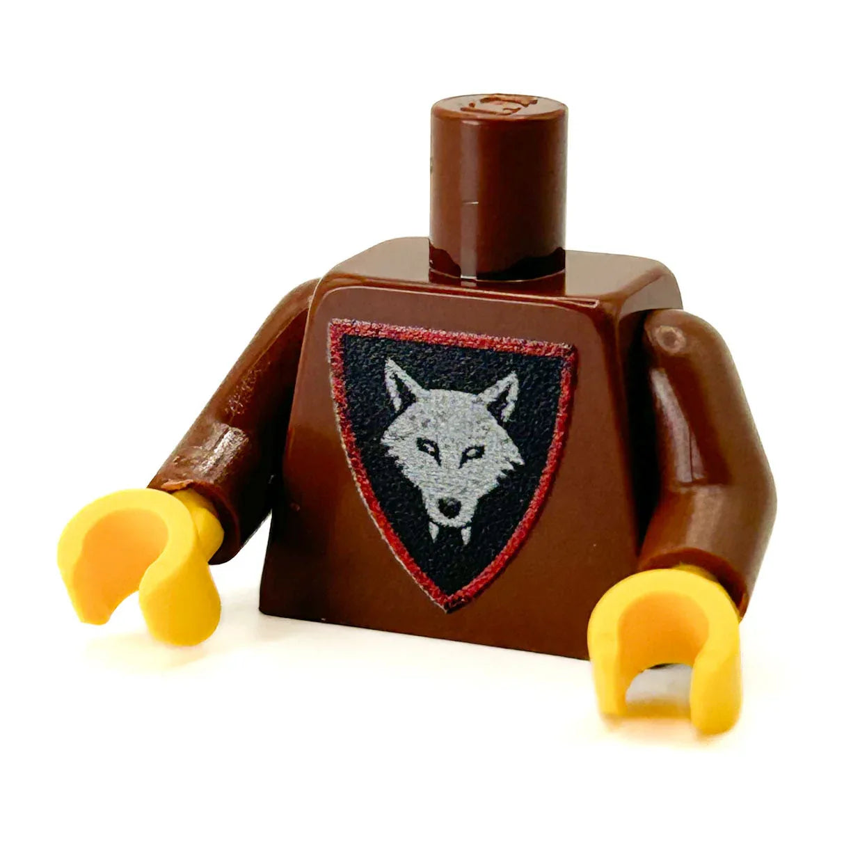 Custom LEGO Figure Torso With Wolfpack Logo Reddish Brown Standard Size Printed ABS Plastic - ToylandEU