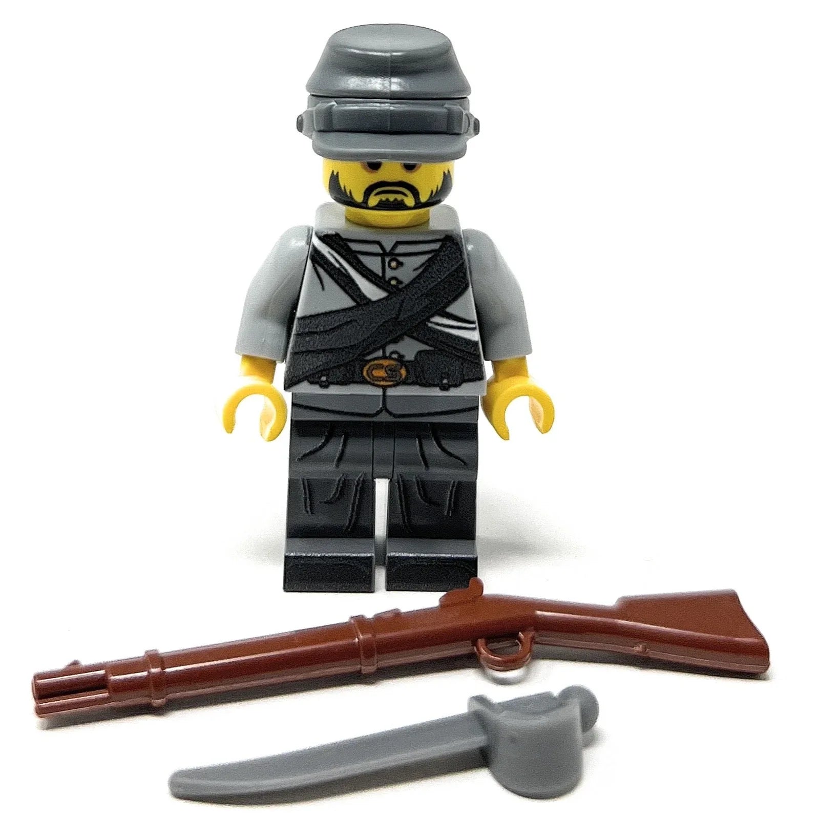 Custom Lego Figure Confederate Soldier Civil War Gray Uniform With Accessories New Sealed - ToylandEU