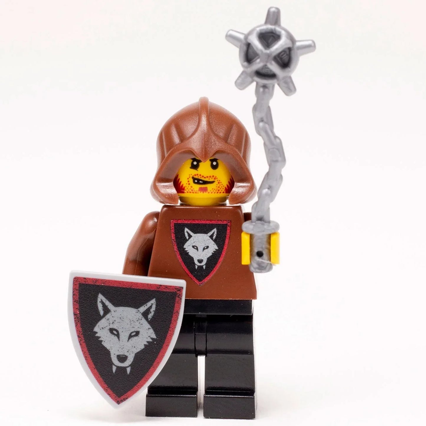 Custom Lego Figure Wolfpack Raider With Flail Printed On Torso And Legs In Dark Gray - ToylandEU