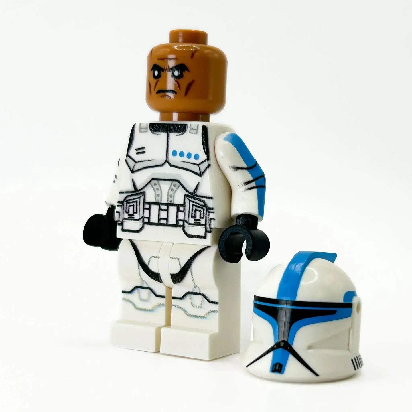 Custom Lieutenant Clone Trooper Figure With Authentic LEGO Printing White Armor Blue Accents ABS LEGO Parts - ToylandEU