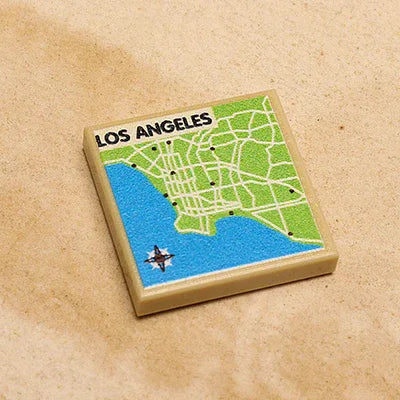 Custom Los Angeles Map on 2x2 LEGO Tile for Collectors - ToylandEU