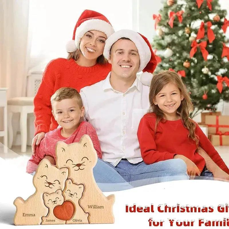  Custom Name Wooden Cat Puzzle Handmade Gift For Mom -  ToylandEU™