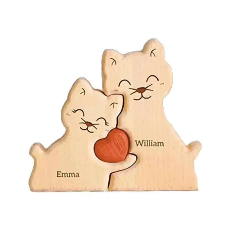  Custom Name Wooden Cat Puzzle Handmade Gift For Mom -  ToylandEU™
