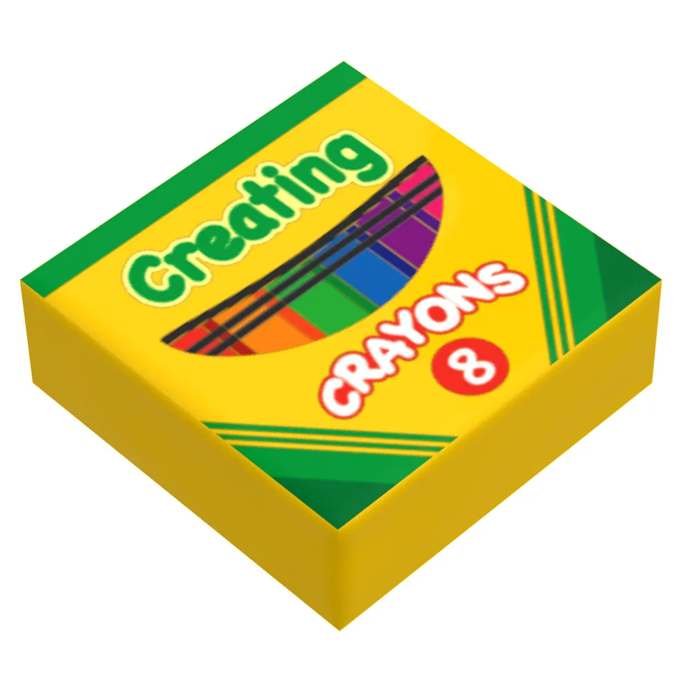 Custom Printed Crayons Box On 1x1 LEGO Tile Figure Scale Display With Assorted Colors - ToylandEU