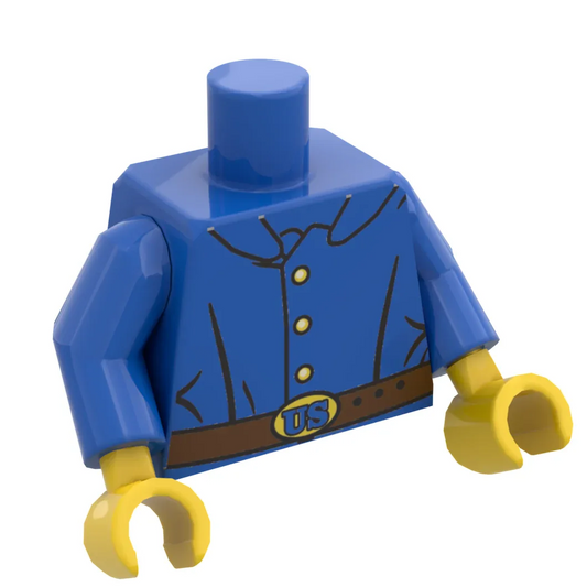 Custom Printed Lego Figure Torso, Civil War Union Soldier Motif, Standard Figure Size, Durable Print - ToylandEU