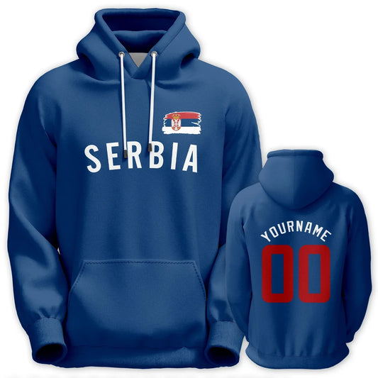 Custom Serbia Basketball Hoodie Unisex Hooded Pullover Sweatshirt With Breathable Fabric And Name And Number Print