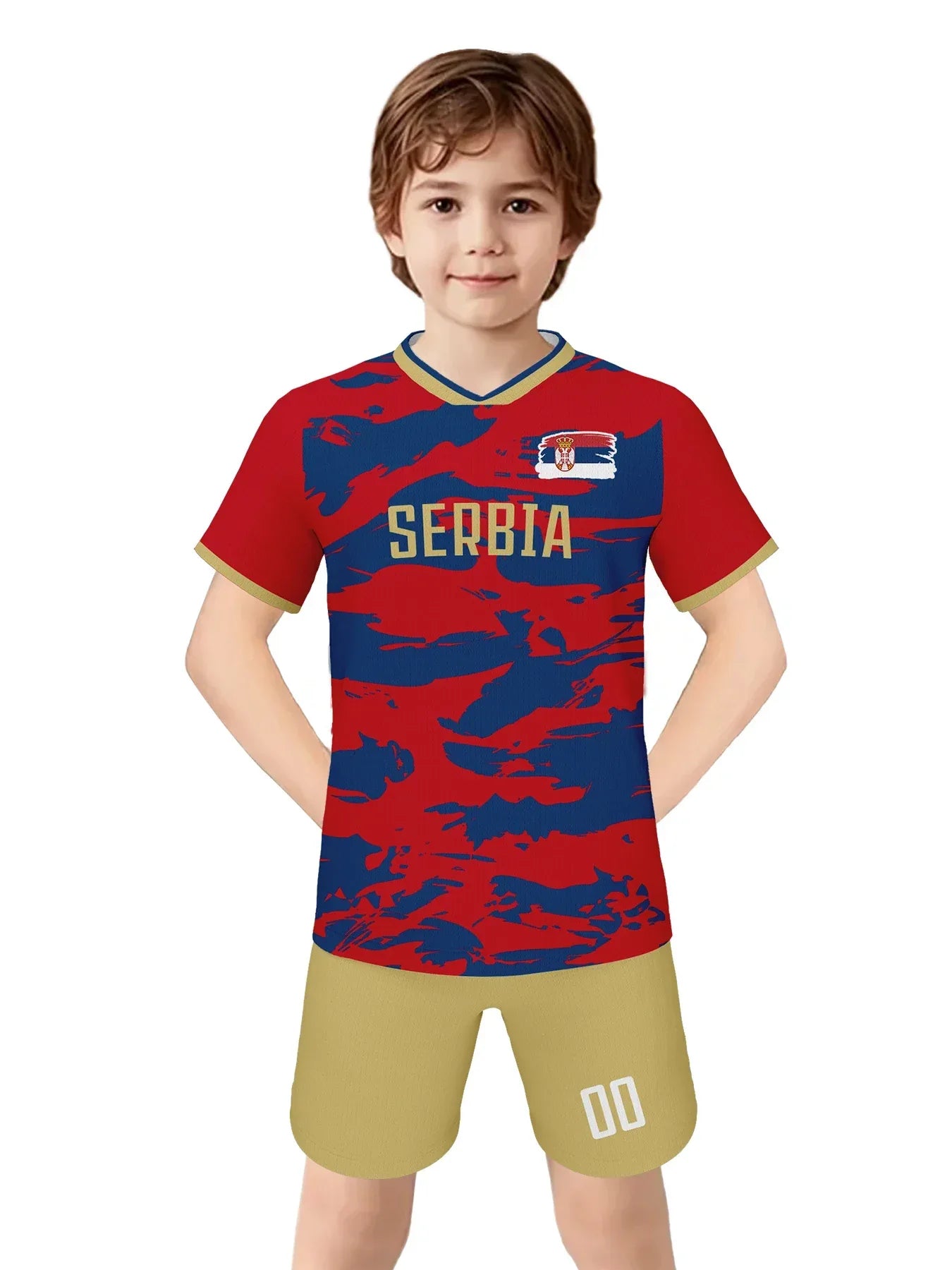 Custom Serbia Kids Soccer Jersey Kit Unisex Youth Uniform With Print Name And Number - ToylandEU
