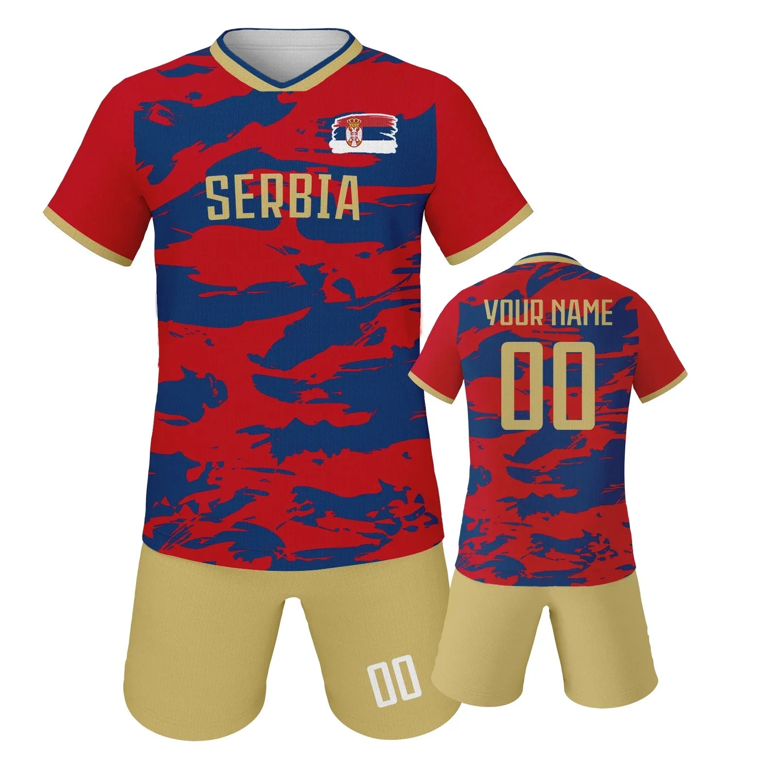 Custom Serbia Kids Soccer Jersey Kit Unisex Youth Uniform With Print Name And Number - ToylandEU