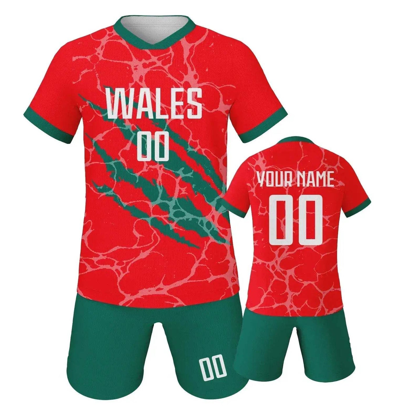 Custom Spain Soccer Jersey Set With Name And Number For Youth Ages 3 Through 14 Includes Jersey And Shorts Knit Fabric - ToylandEU