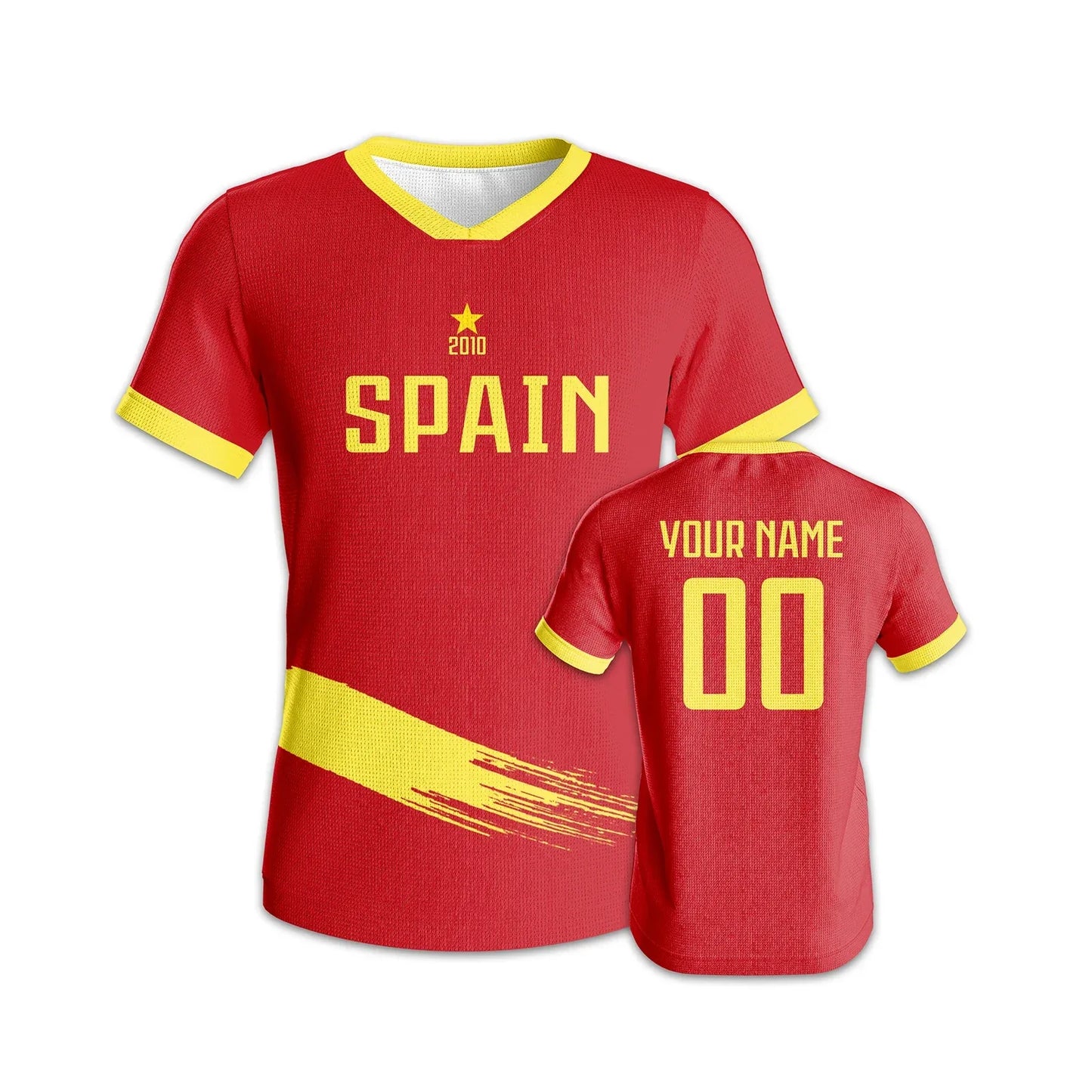 Custom Spain Soccer Jersey With Printed Name And Number Unisex Knit Football Shirt Breathable Quick Dry - ToylandEU