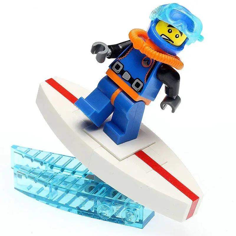 Custom LEGO Surfboard For Figures, Fits Standard Figures, Made From Genuine LEGO Bricks, Digital Instructions - ToylandEU