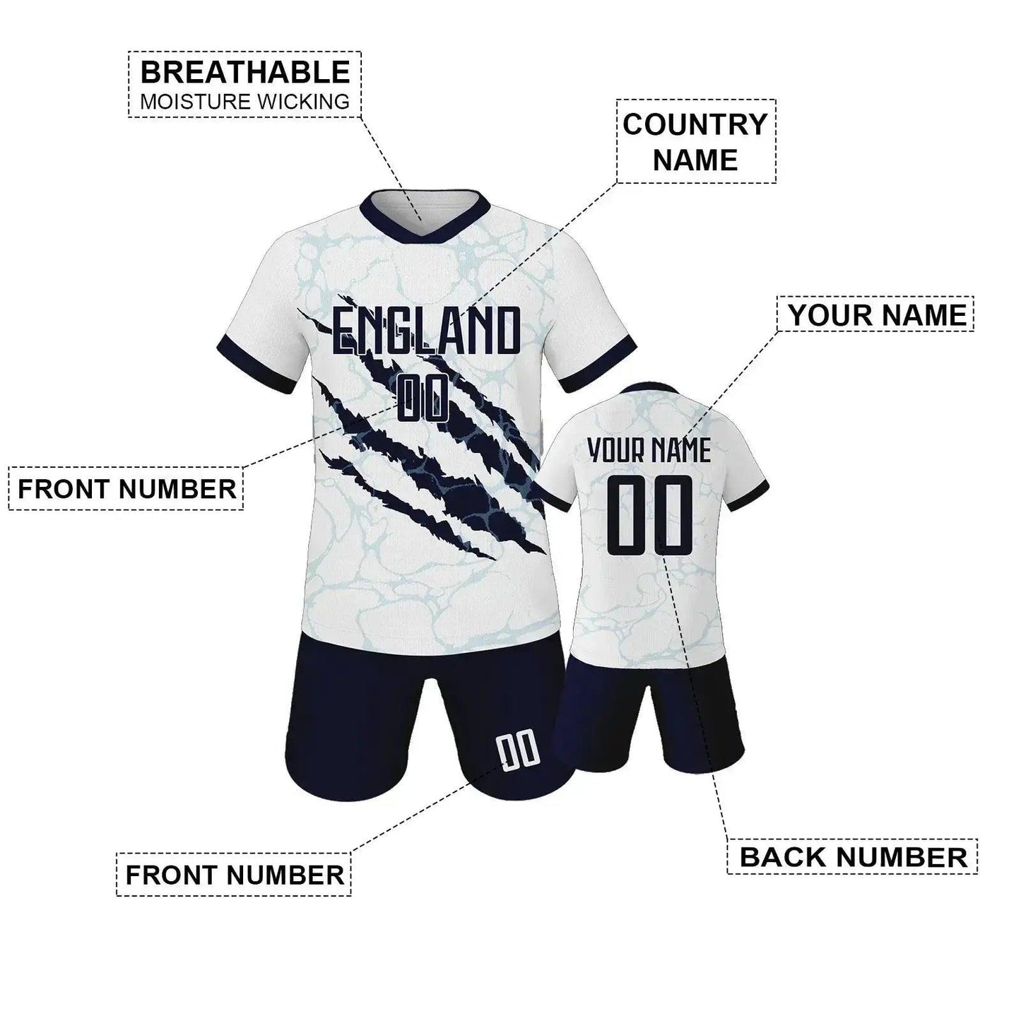  Custom Youth Soccer Jersey Set With Name And Number, Unisex Knit Kit For Ages 3-14 -  ToylandEU™
