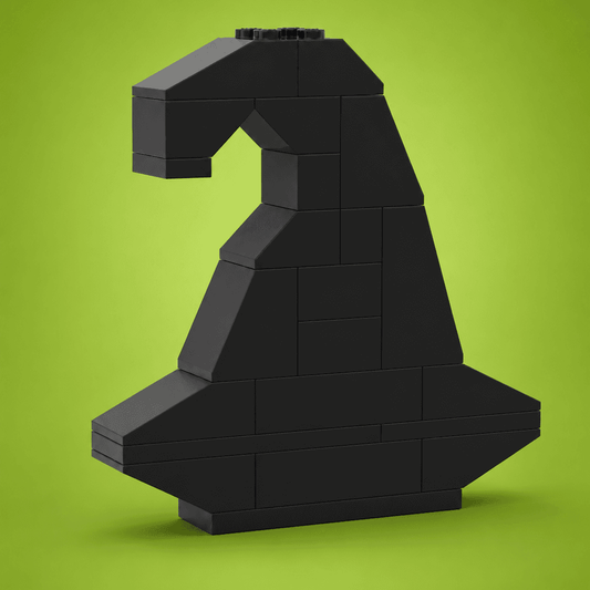 LEGO Witch Hat | All-Black Color | Crooked Top | Halloween Minifigure Accessory