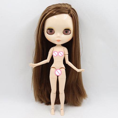 Customizable 30cm Shiny Face Blyth Doll with White Skin & Toy Joints - ToylandEU