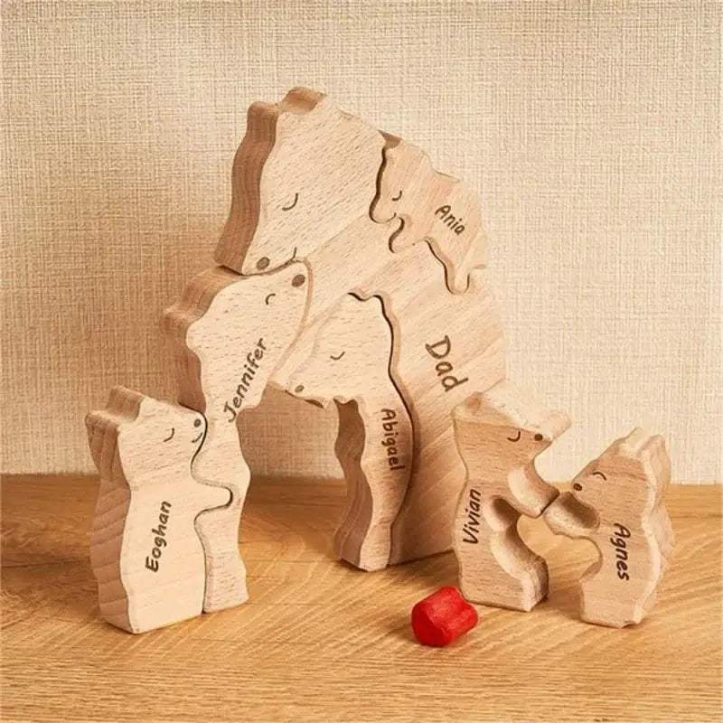 Customizable 3D Handcrafted Wooden Bear Art Decor Gift For Mom - ToylandEU