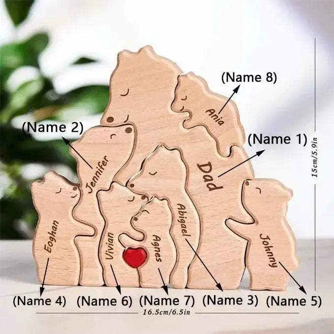 Customizable 3D Handcrafted Wooden Bear Art Decor Gift For Mom - ToylandEU