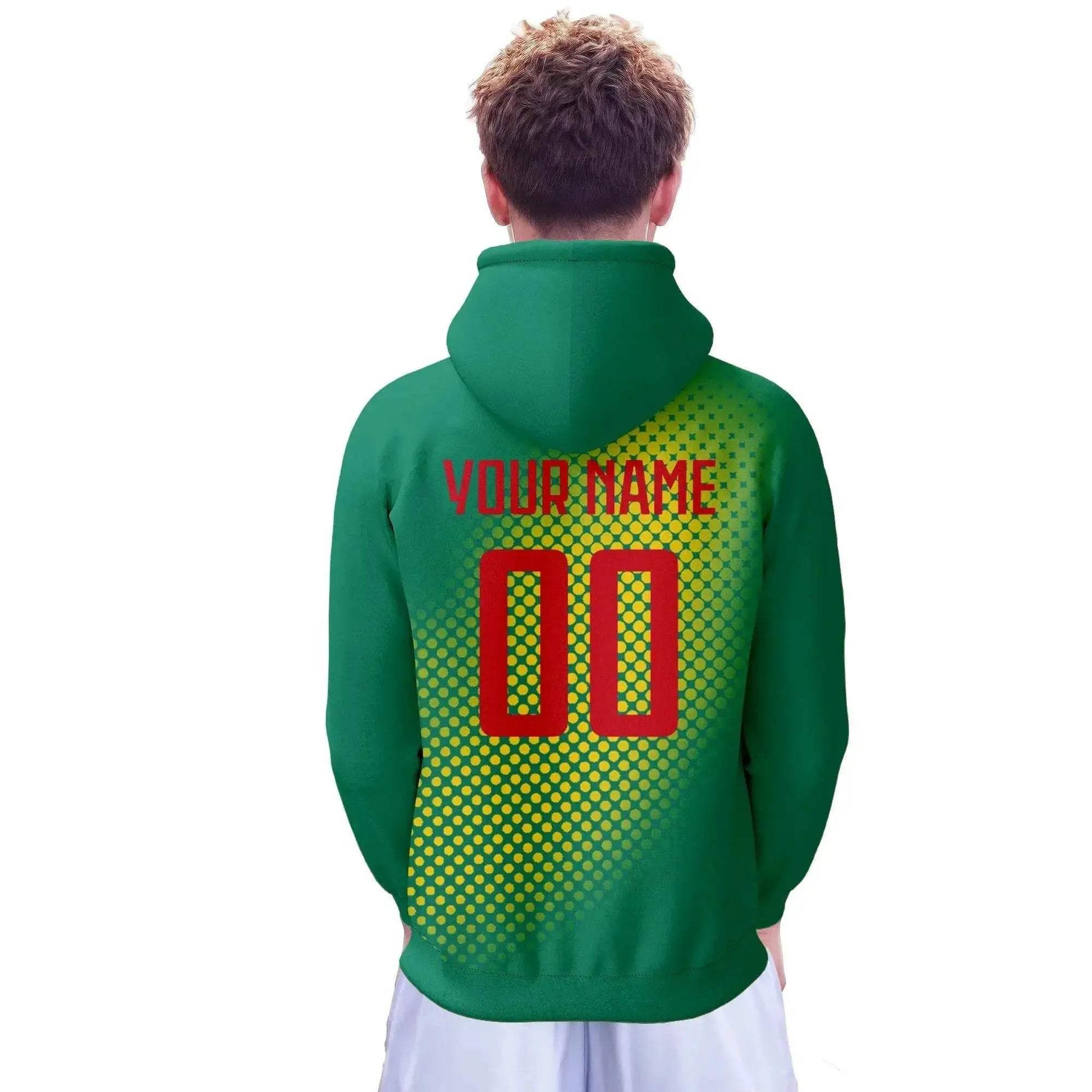 Customizable Cameroon Soccer Team Pullover Hoodie - Personalized Name & Number Sweatshirt for Men, Women, and Youth (S-5XL) - ToylandEU