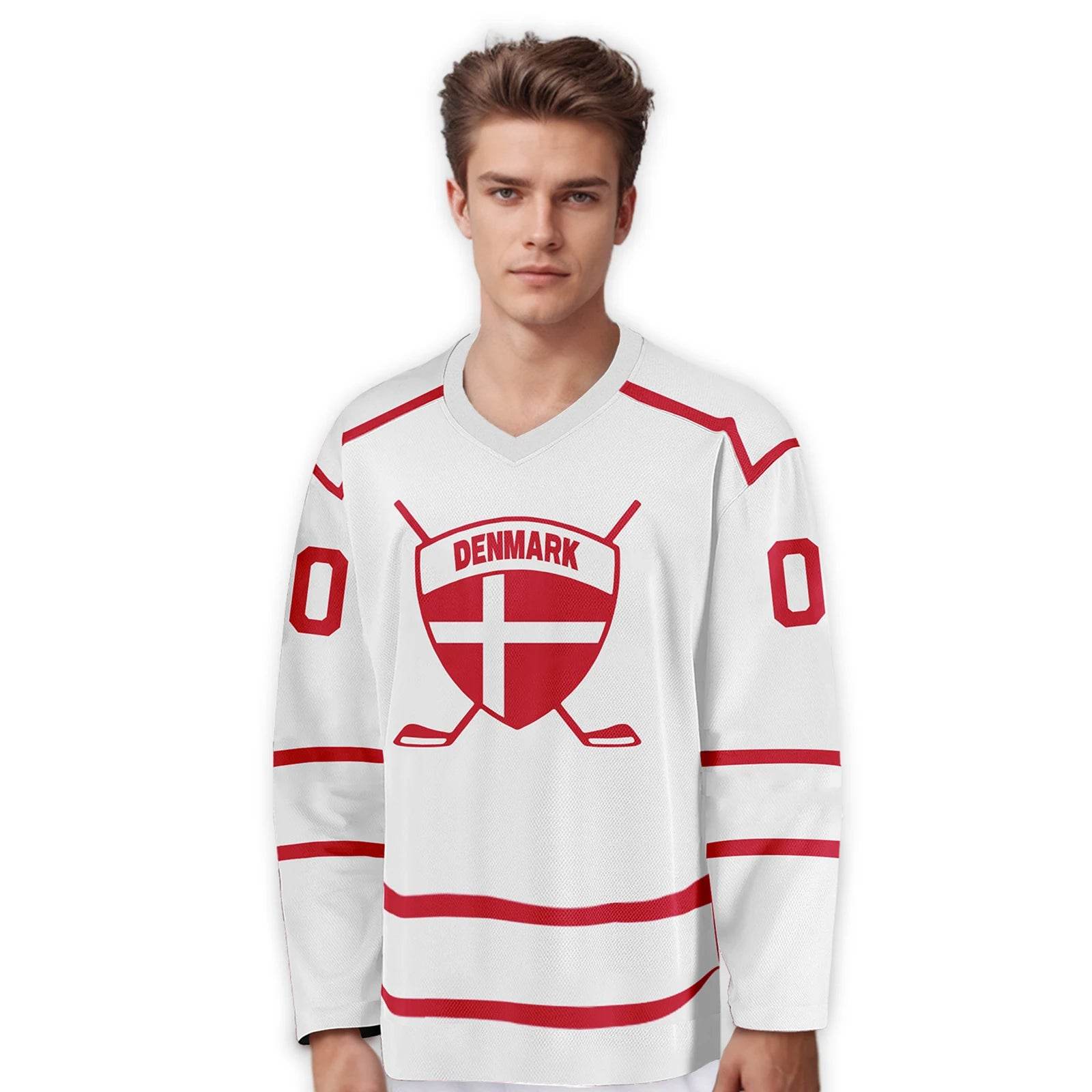 Customizable Denmark Hockey Jersey for All Ages - Personalized Men's, Women's, and Kids' Ice Hockey Apparel - ToylandEU