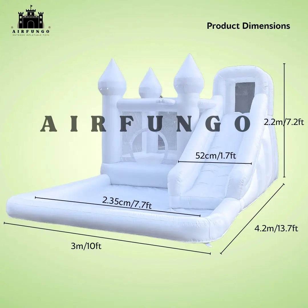 Customization White Bounce House with Blower 10x13.7ft Kids Bouncy Castle - ToylandEU