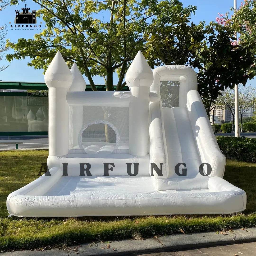 Customization White Bounce House with Blower 10x13.7ft Kids Bouncy Castle - ToylandEU