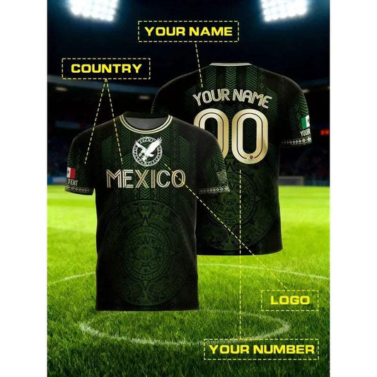 Mexico France Jamaica Jerseys Pattern T-Shirt For Men Customized 3D Printed Short Sleeve Tops Summer V-Neck T Shirts Sport Tees - ToylandEU
