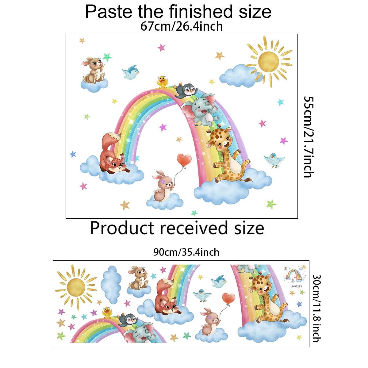 Cute Animal Cartoon Wall Stickers On Clouds For Kids Rooms - ToylandEU