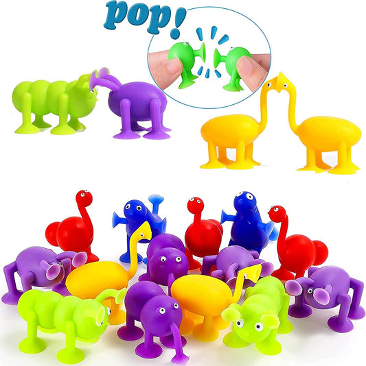 Cute Animal-Shaped Silicone Suction Blocks for Kids' Creative Play - ToylandEU