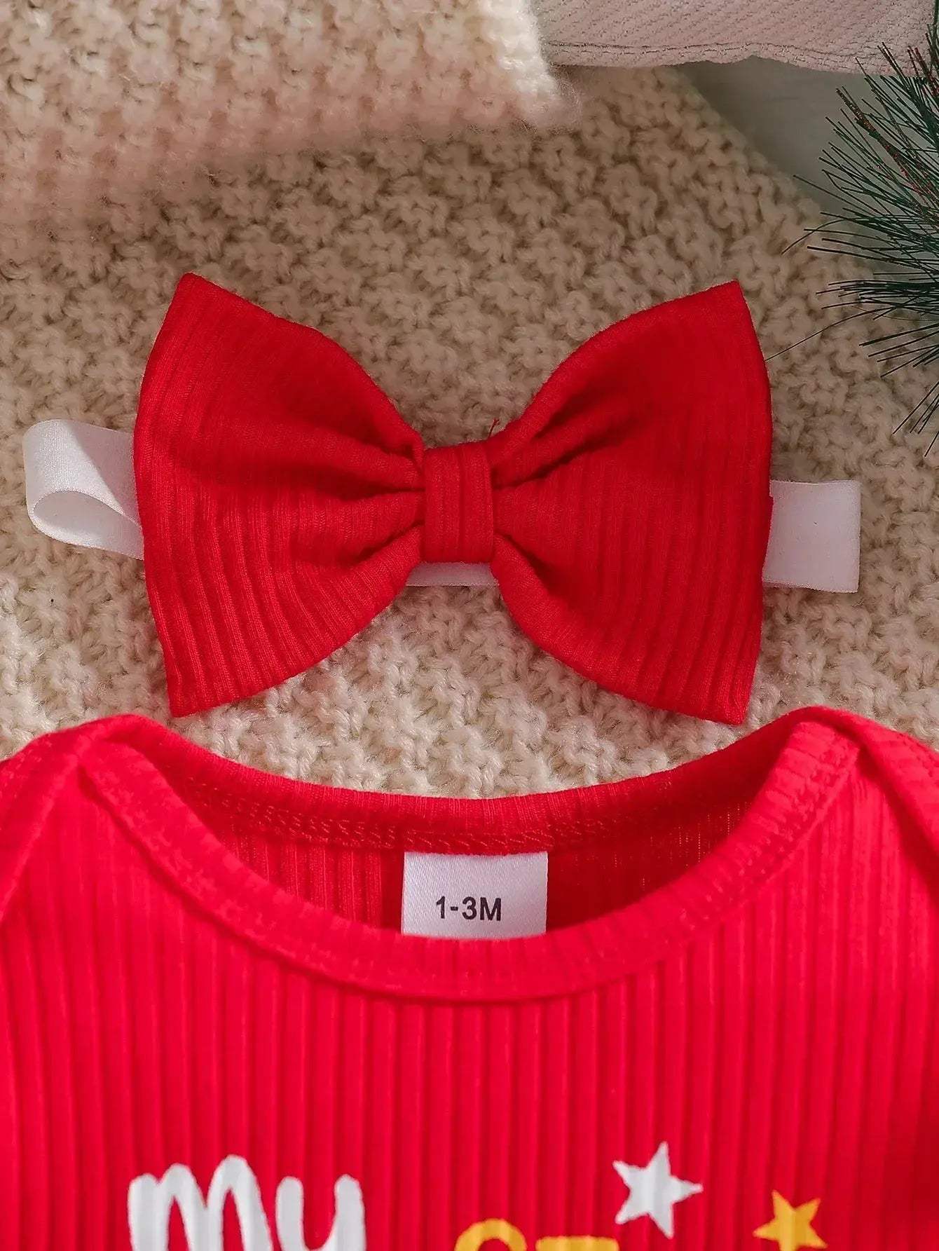 Cute Baby Girl Christmas Jumpsuit Set With Ruffles And Accessories - ToylandEU