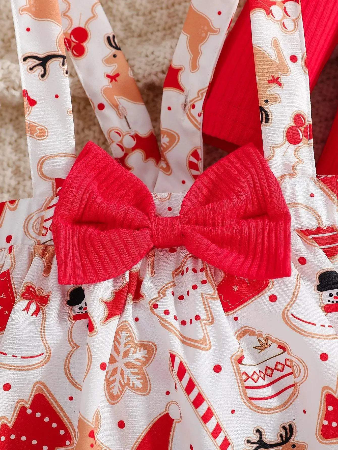 Cute Baby Girl Christmas Jumpsuit Set With Ruffles And Accessories - ToylandEU