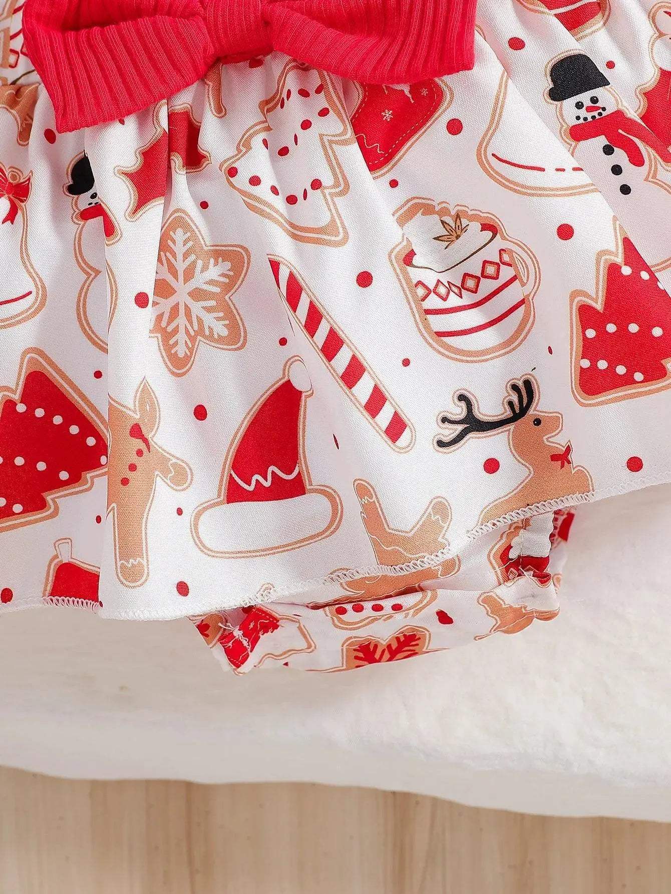 Cute Baby Girl Christmas Jumpsuit Set With Ruffles And Accessories - ToylandEU