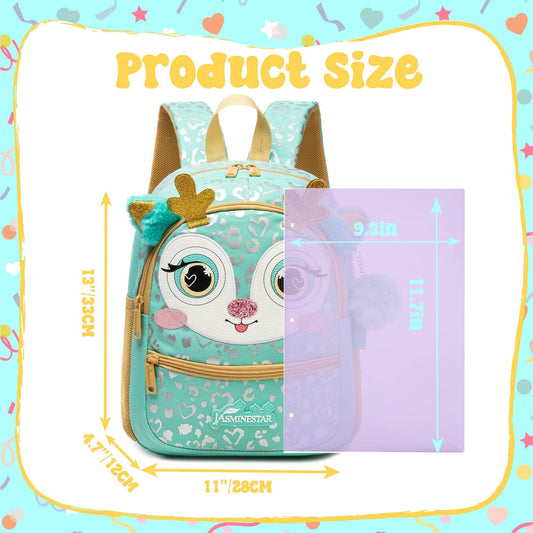 Cute Backpack 13 Inch Animal Print With Small Pendant For Girls Kindergarten And Outdoor Activities - ToylandEU