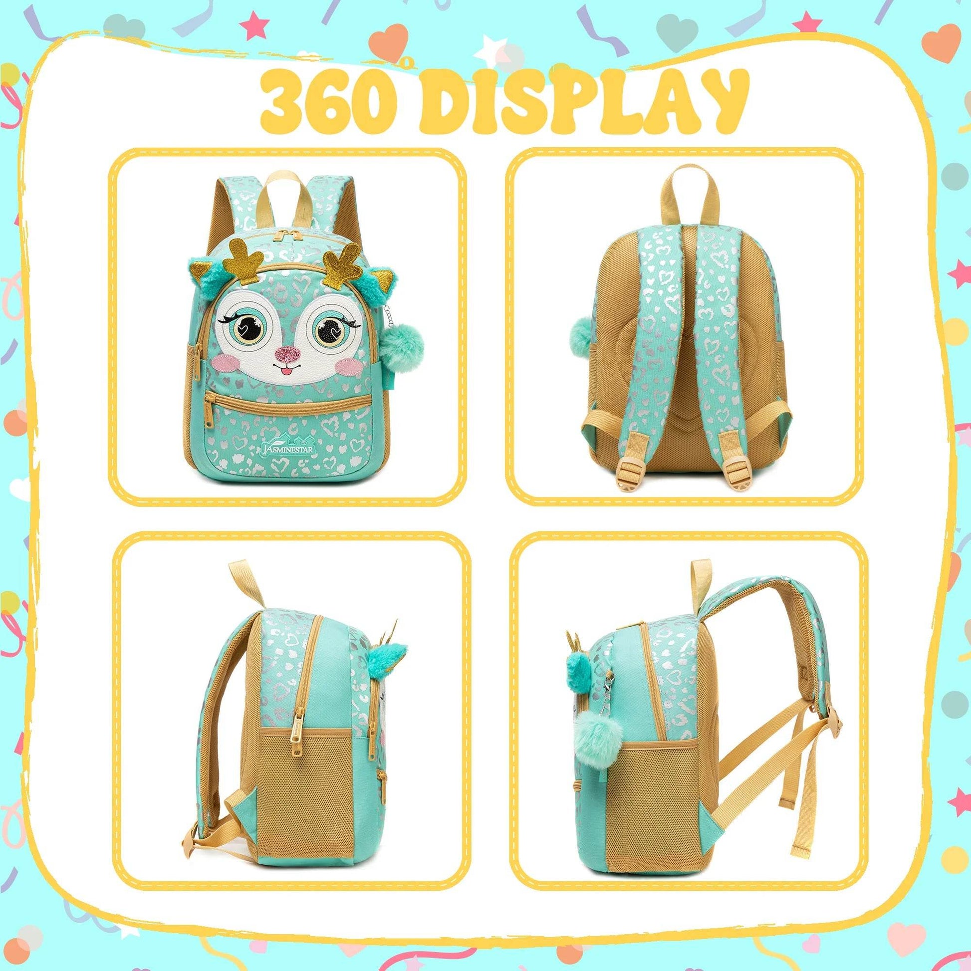 Cute Backpack 13 Inch Animal Print With Small Pendant For Girls Kindergarten And Outdoor Activities - ToylandEU