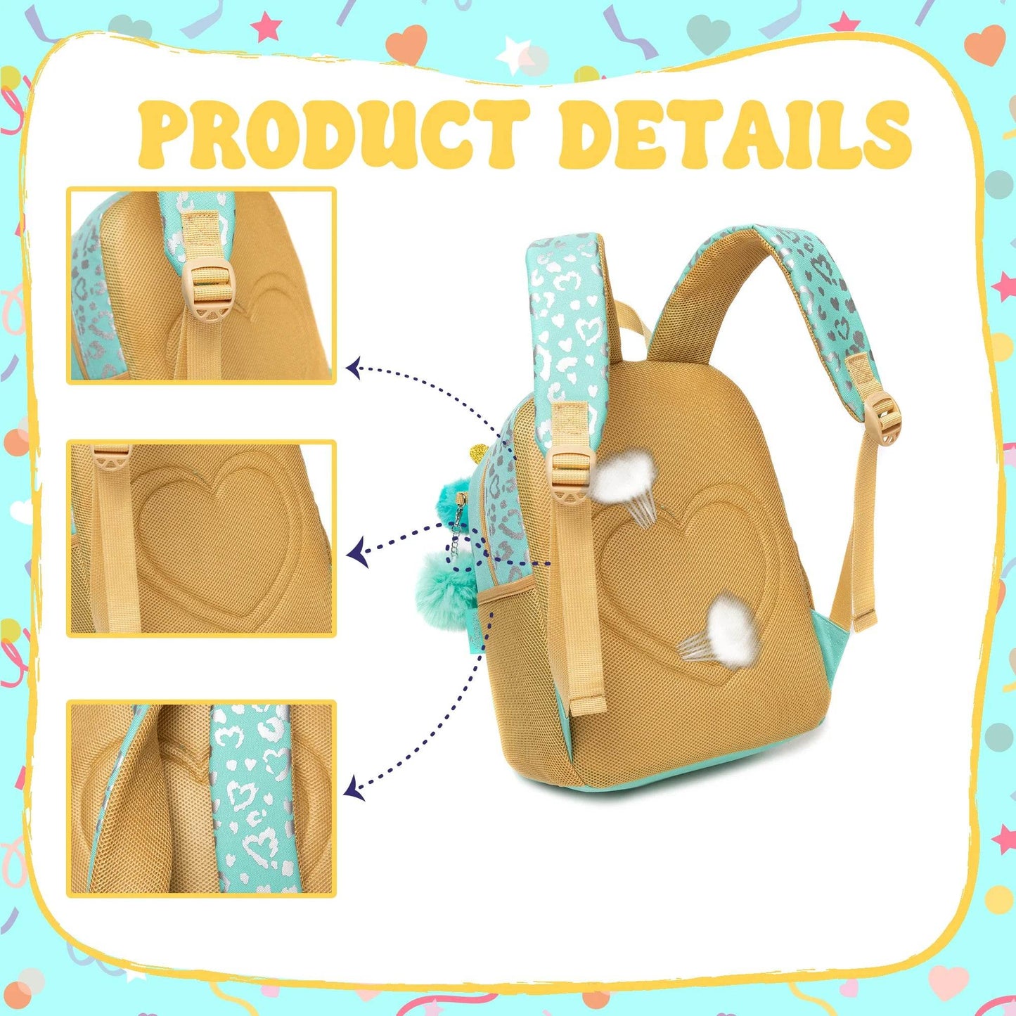 Cute Backpack 13 Inch Animal Print With Small Pendant For Girls Kindergarten And Outdoor Activities - ToylandEU