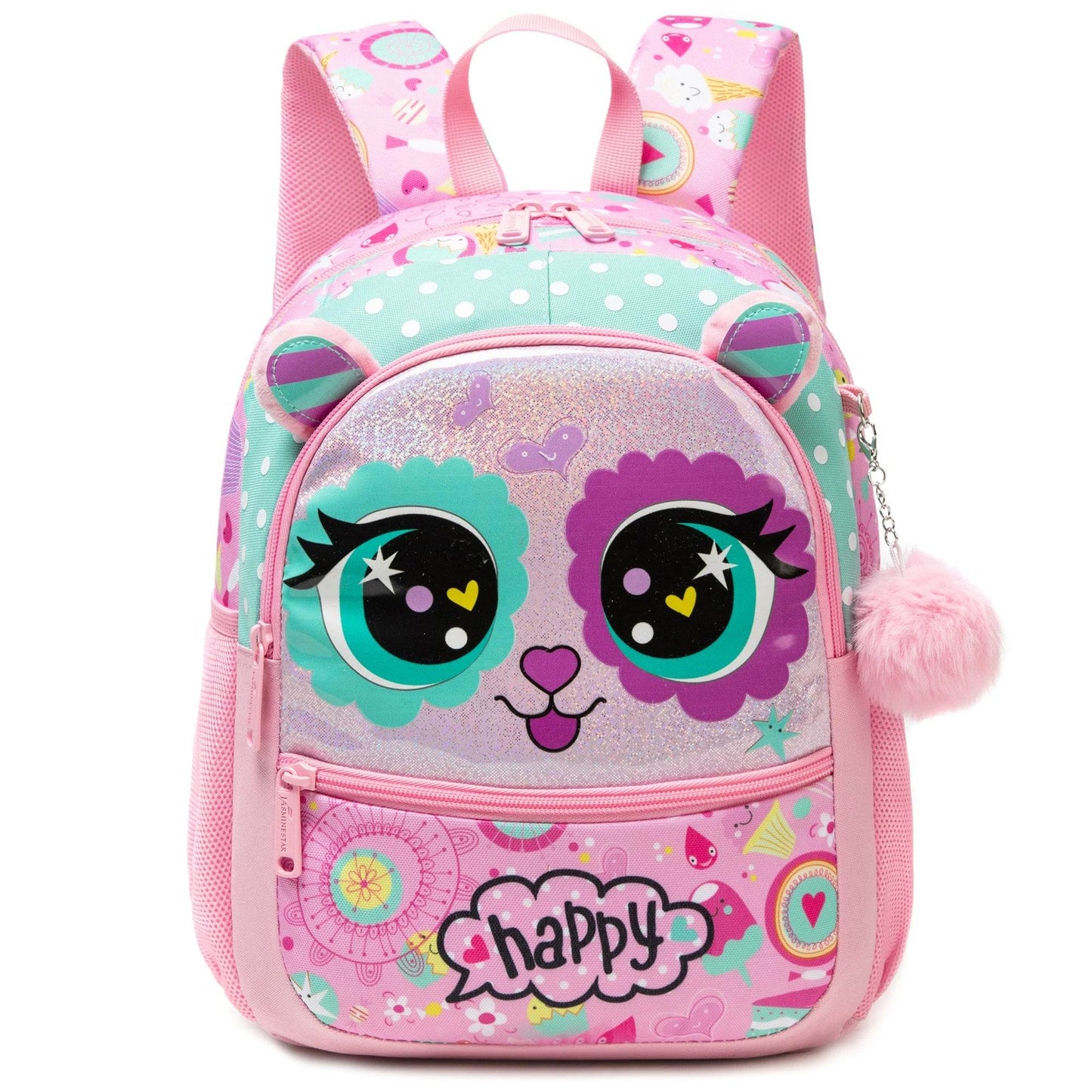 Cute Backpack 13 Inch Animal Print With Small Pendant For Girls Kindergarten And Outdoor Activities - ToylandEU
