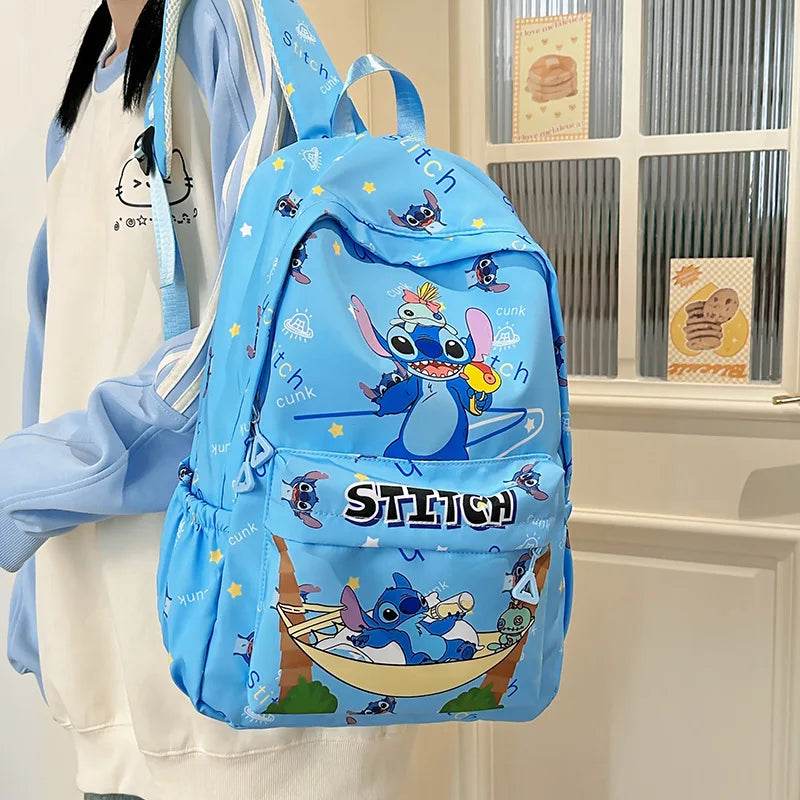 Cute Backpack Stitch Character Diamond Lattice Pattern Lightweight For Primary School Students - ToylandEU