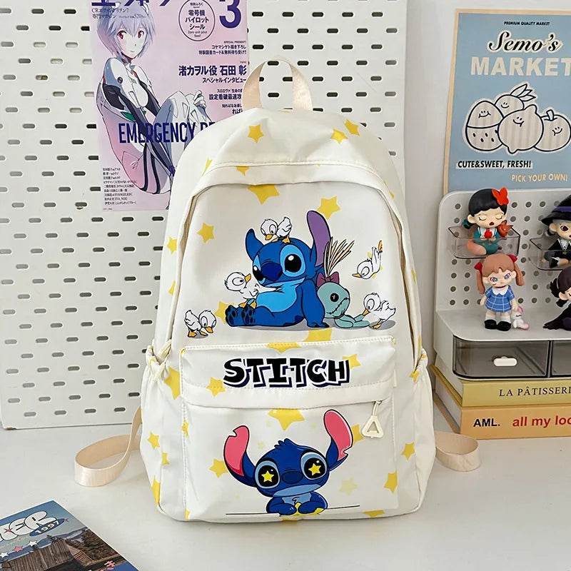 Cute Backpack Stitch Character Diamond Lattice Pattern Lightweight For Primary School Students - ToylandEU
