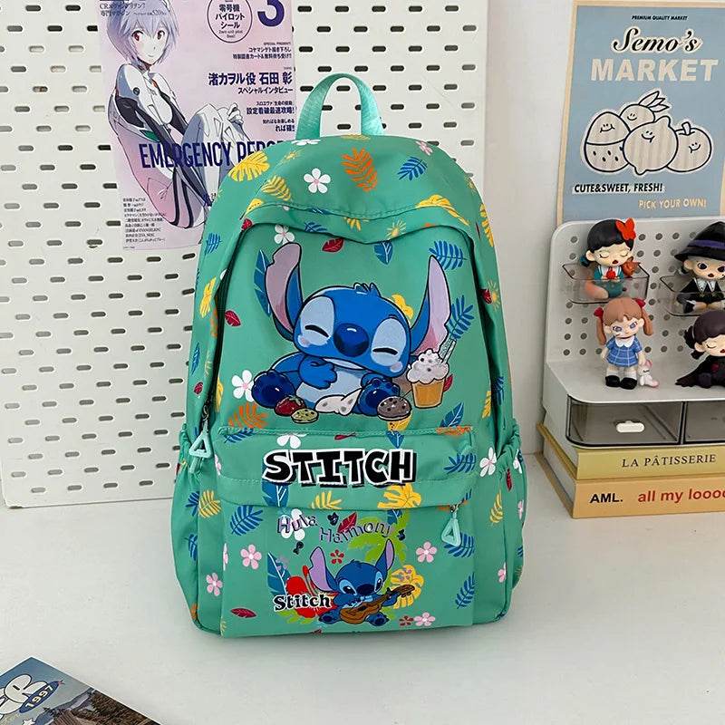 Cute Backpack Stitch Character Diamond Lattice Pattern Lightweight For Primary School Students - ToylandEU