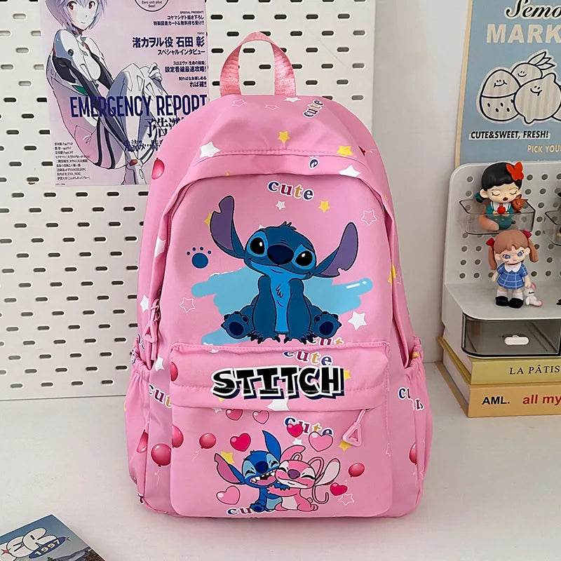 Cute Backpack Stitch Character Diamond Lattice Pattern Lightweight For Primary School Students - ToylandEU