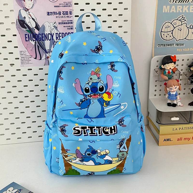 Cute Backpack Stitch Character Diamond Lattice Pattern Lightweight For Primary School Students - ToylandEU